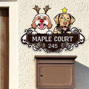 Merry Christmas - Colorful Dog Cat Address Sign - Personalized Metal Sign - Gift For Pet Lover