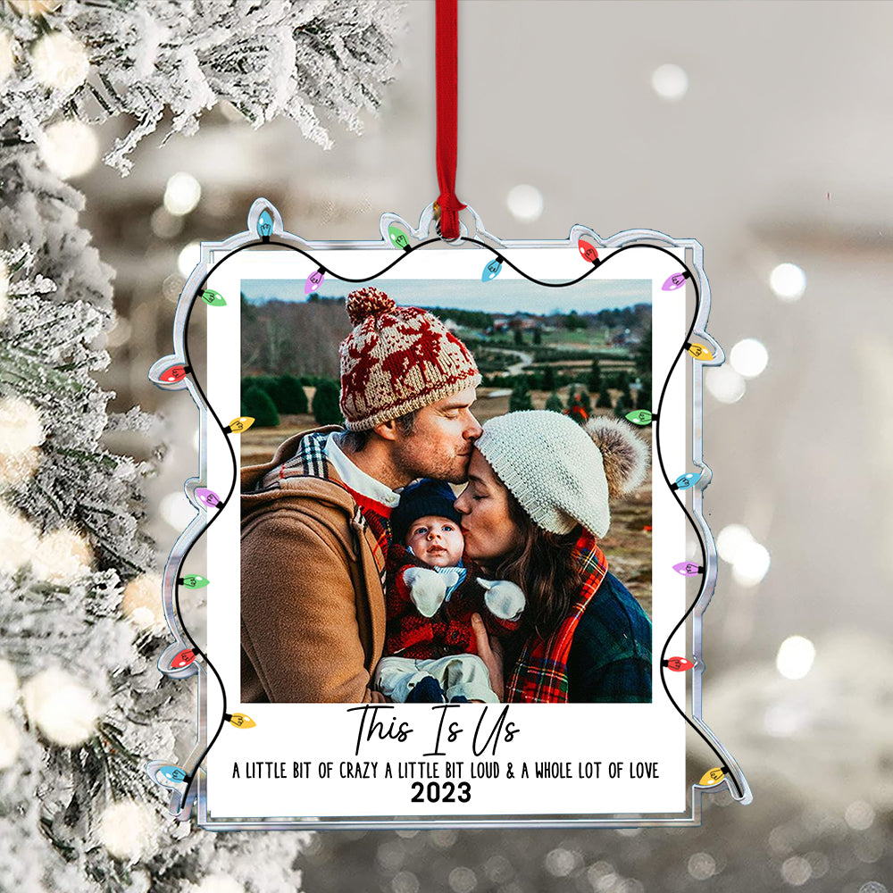 Family Forever Ornament - Custom Photo and Text, Personalized Acrylic Ornament - Gift For Christmas, Family Gift