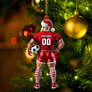 Soccer Santa Christmas Ornament, Personalized Ornament