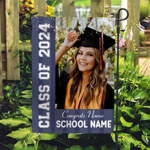 Congrats Class Of 2024 - Custom Photo And Texts Graduation Flag - Graduation Gift