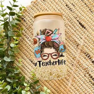 Personalized Doll Teacher Glass Bottle, Frosted Bottle, Gift for Teachers, Back To School