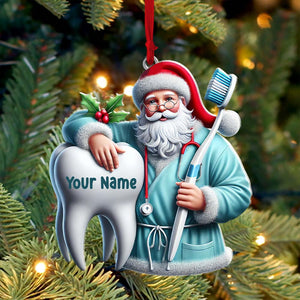 Santa Dentist Ornament, Personalized Ornament