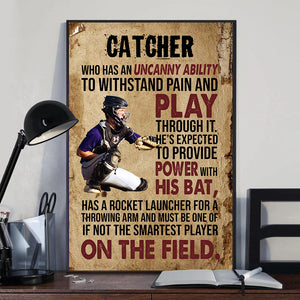 Baseball Catcher - Who Has An Uncanny Ability To Withstand Pain And Play - Personalized Canvas, Gift For Baseball Players, Baseball Lovers