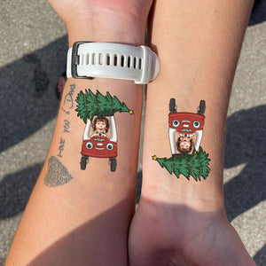 Christmas Tree On Car, Custom Photo And Text Temporary Tattoo, Personalized Tattoo, Fake Tattoo