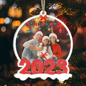 Custom Merry Christmas Photo - Personalized Acrylic Ornament - Gift For Family, Xmas Gift