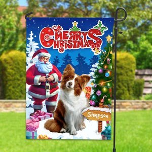 Welcome Merry Christmas Flag - Santa and Pet - Custom Photo Flag - Christmas Gift, Gift For Pet Lover