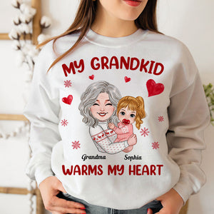 My Grandkid Warms My Heart, Custom Appearance And Names - Personalized T-Shirt - Gift For Family