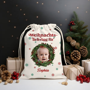 Weihnachts Lieferung Fur Custom Photo And Text, Personalized String Bag, Christmas Gift