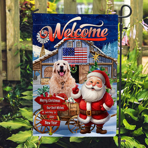 Welcome Christmas Flag - Custom Photo Flag - Christmas Gift, Gift For Pet Lover