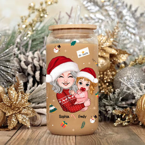 Grandma Carried The Kid, Christmas Decor - Customization Glass Bottle, Frosted Bottle, Gift For Family, Christmas Gift