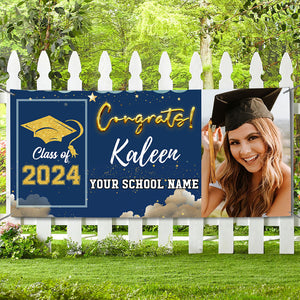 Congrats Class Of 2024- Personalized Photo Graduated Banner -  Decoration Gifts