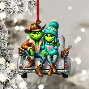 ELF Couple On Car Home Decor Christmas Ornament, Personalized Ornament