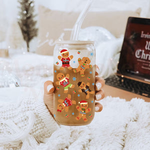 Christmas Gingerbread Cookie  - Custom Christmas Glass Bottle, Frosted Bottle - Gift For Family, Gift For Friends, Christmas Gift