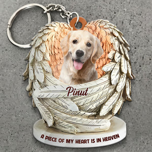 A Piece Of My Heart - Custom Quote, Photo And Name - Personalized Cutie Puppy And Cutie Kittie Acrylic Keychain - Gift For Pet Lover