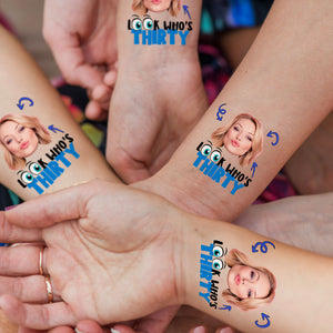 Look Who, Custom Photo And Text Temporary Tattoo, Personalized Tattoo, Fake Tattoo