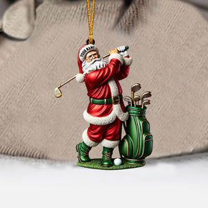 Santa Golf Player Christmas Ornament, Personalized Ornament