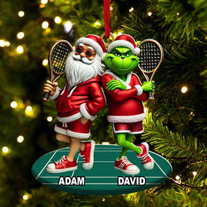 Santa And ELF Christmas Ornament, Personalized Ornament, Tennis Christmas Gift