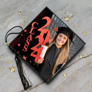 Class 2024, Colorful Flowers Custom Photo Grad Cap Topper - Personalized Customized Graduation Cap, Graduation Gift