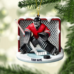 Hockey Goal Keeper Christmas Ornament, Personalized Ornament