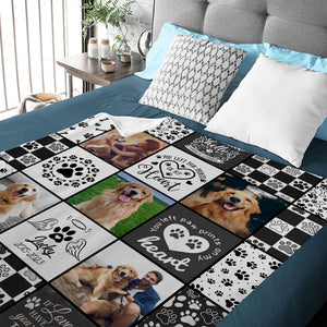 You Left Paw Prints On My Heart - Custom Photo And Name, Personalized Fleece Blanket - Gift For Pet Lover, Memorial Gift