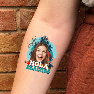 Custom Temporary Tattoo With Personalized Funny Photo Summer Vacation, Fake Tattoo