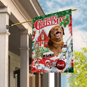 Merry Christmas - Personalized Pet Photo & Name Flag - Gift For Pet Lovers, Christmas Gift