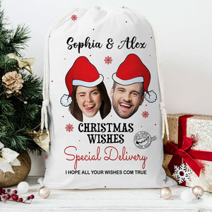 Christmas Gift Custom Photo And Names, Personalized String Bag, Christmas Gift