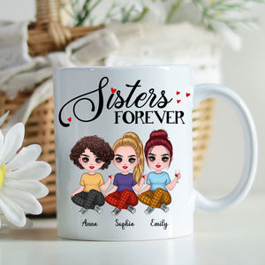 Sisters Forever, Personalized Doll Woman Mug, Gift For Best Friends, Gift For Family