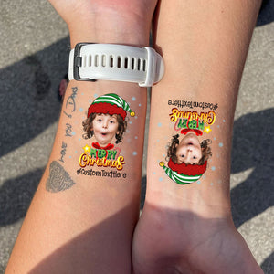 Merry Christmas Kid, Custom Photo And Text Temporary Tattoo, Personalized Tattoo, Fake Tattoo