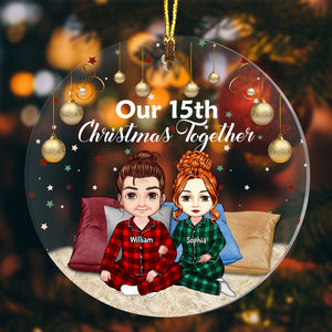 Our Christmas Together - Custom Appearances And Names, Personalized Acrylic Ornament - Gift For Christmas, Family Gift