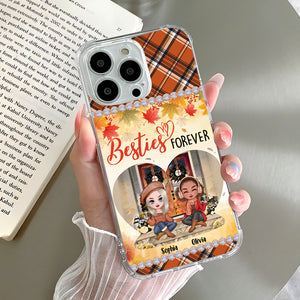 Besties Forever In Fall Season - Custom Appearances And Names - Personalized Phone Case, Gift For Best Friend