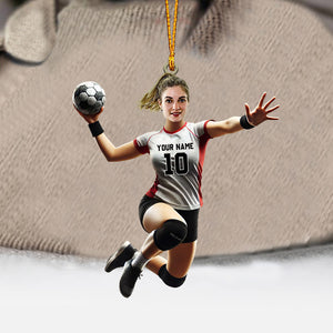 Handball Woman Decor Christmas Ornament, Personalized Ornament