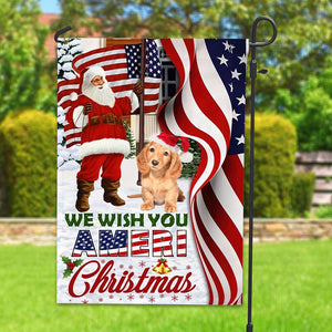 We Wish You Ameri Christmas  - Custom Pet Photo And Name Flag - Christmas Gift, Gift For Pet Lovers