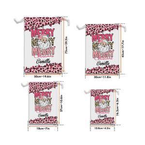 Cute Santa Personalized Merry Christmas String Bag