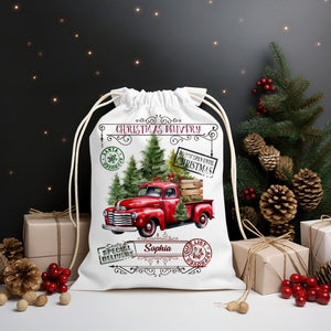 Christmas Delivery Car Custom Text, Personalized String Bag, Christmas Gift