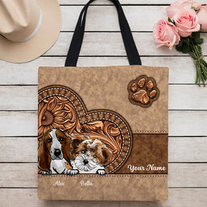 Cutie Dog With Paw - Custom Dogs And Text - Personalized Tote Bag, Gift For Pet Lover