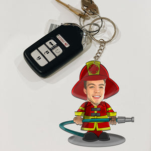 Fire Fighter - Custom Photo, Personalized Acrylic Keychain