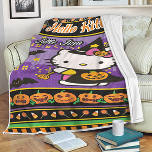 Hello Kitty Halloween  - Custom Name - Personalized Fleece Blanket