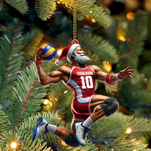 Volleyball Santa Home Decor Christmas Ornament, Personalized Ornament