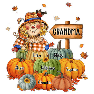 Fall Seasons, Pumpkin Grandma, Mom - Custome Title, Names - Personalized Fridge Sticker Decal - Home Decor