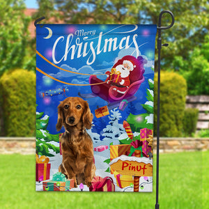 Merry Christmas House Flag, Santa Is Coming - Custom Pet Photo Flag - Christmas Gift, Gift For Pet Lovers