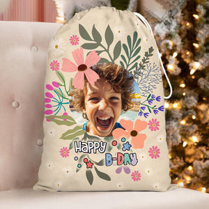 Happy Birthday Flowers String Bag Personalized Christmas String Bag