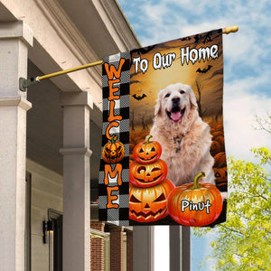 Happy Halloween Flag - Personalized Pet Photo And Name Flag - Gift For Pet Lovers, Halloween Gift