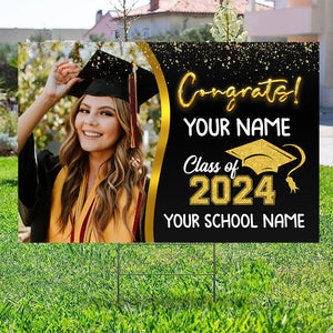 Congrats Class Of 2024 - Custom Photo And Texts Graduation Lawn Sign, Yard Sign - Graduation Gift