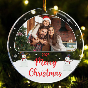 Merry Christmas Family Photo - Custom Photo, Personalized Acrylic Ornament - Gift For Christmas