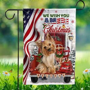 Santa Claus US Flag, We Wish You Ameri Christmas - Personalized Pet Photo And Name Flag - Gift For Pet Lovers, Christmas Gift