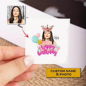 Queen Party Tattoo Birthday, Custom Photo And Texts Temporary Tattoo, Personalized Tattoo, Fake Tattoo