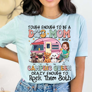 Dog Mom Camping Queen- Custom Appearances And Names - Personalized T-Shirt - Gift For Camping, Gift For Pet Lover