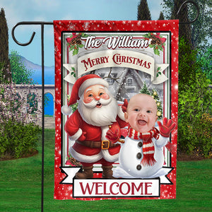 Welcome Merry Christmas Flag - Custom Photo Flag - Christmas Gift, Gift For Pet Lover