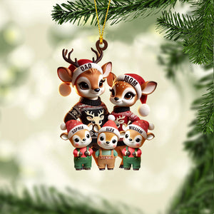 Deer Family Decor Christmas Ornament, Personalized Ornament